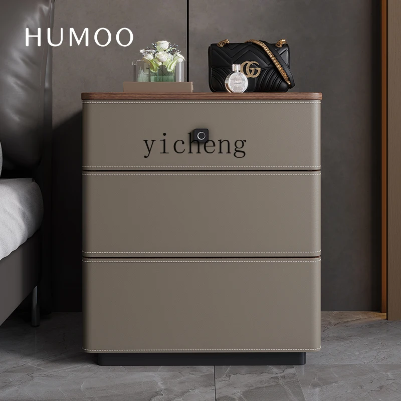 Tables - X5-14 saddle leather bedside table safe