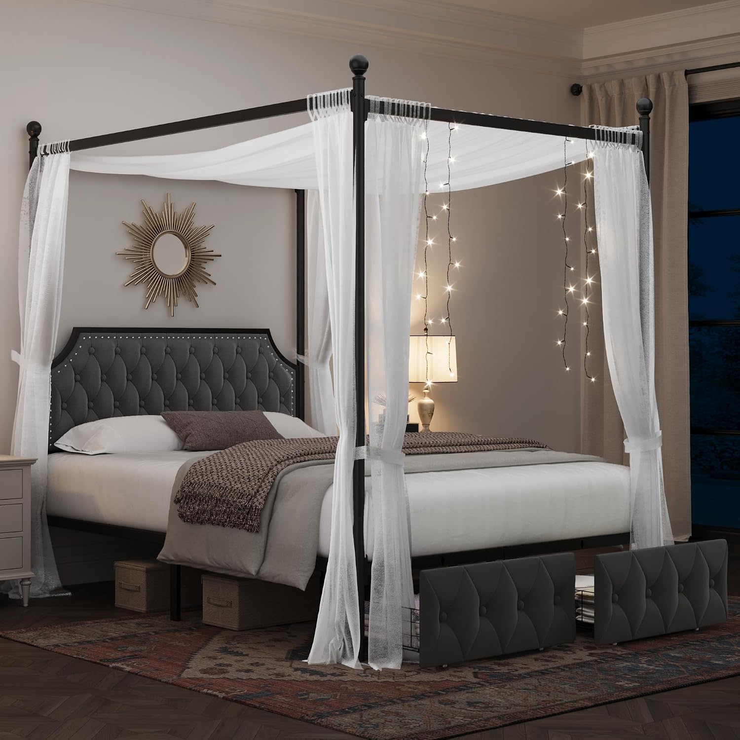 Canopy Bed Frame Metal Queen - Queen Canopy Bed Frame with Storage