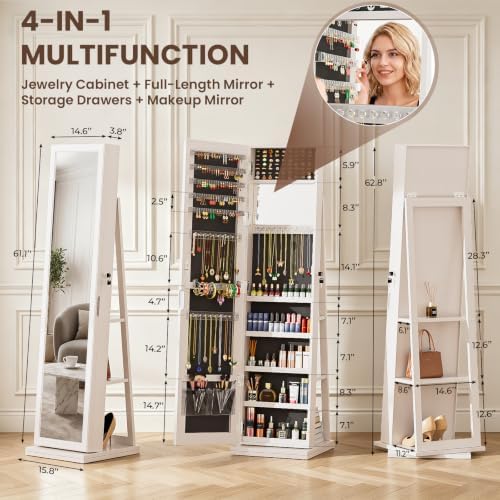 4-In-1 Jewelry Cabinet Jewelry - Full Length Mirror Jewelry Armoire review and price