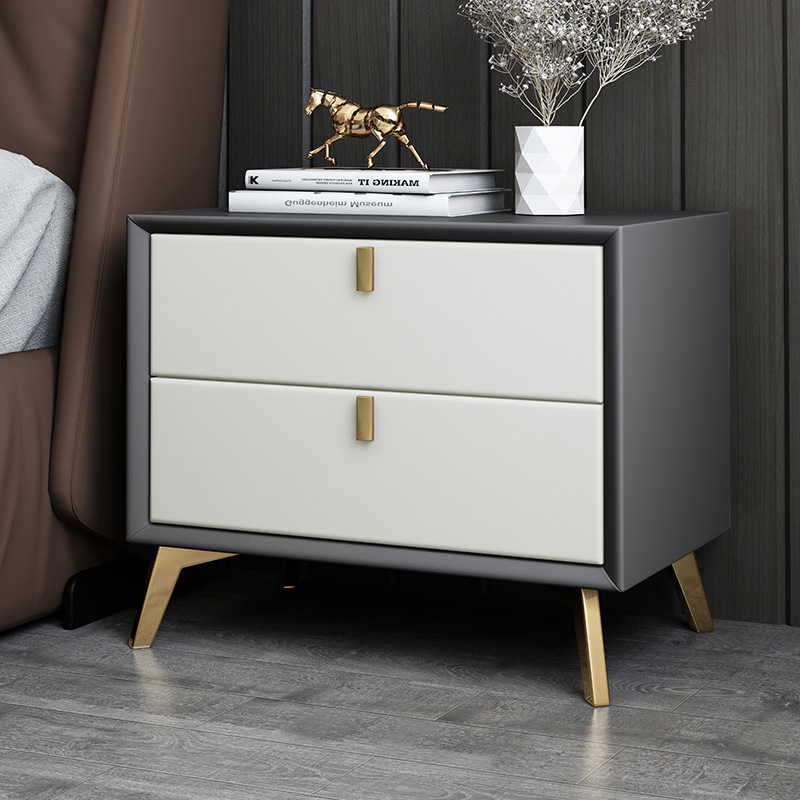 Modern Style Faux Leather Bedr - Solid Wood Nightstand 2 Drawers review and price