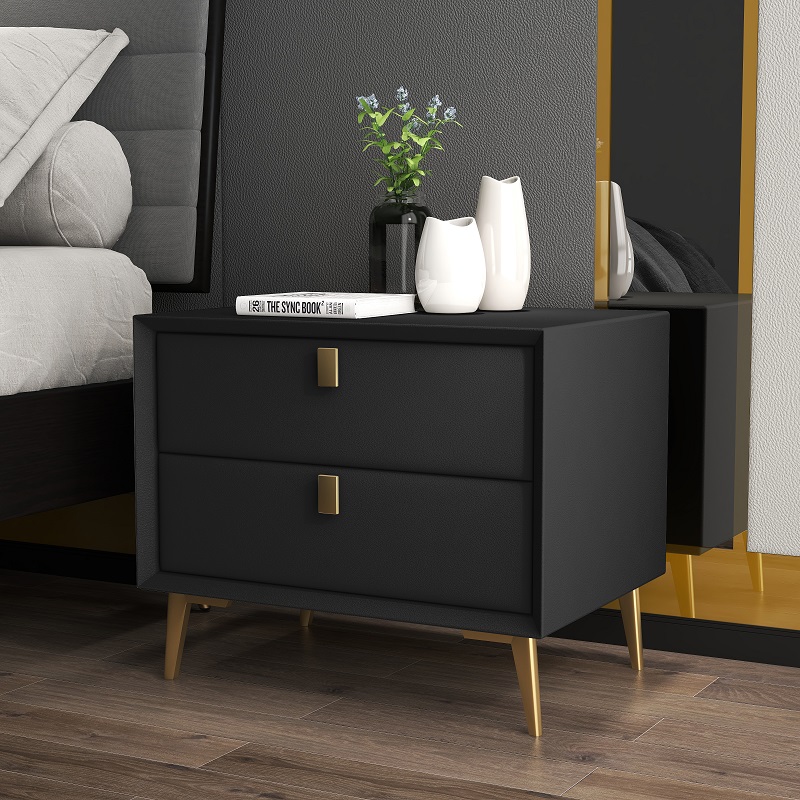 Modern Style Faux Leather Bedr - Solid Wood Nightstand 2 Drawers review and price