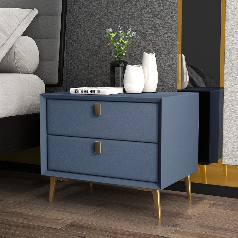 Modern Style Faux Leather Bedr - Solid Wood Nightstand 2 Drawers review and price