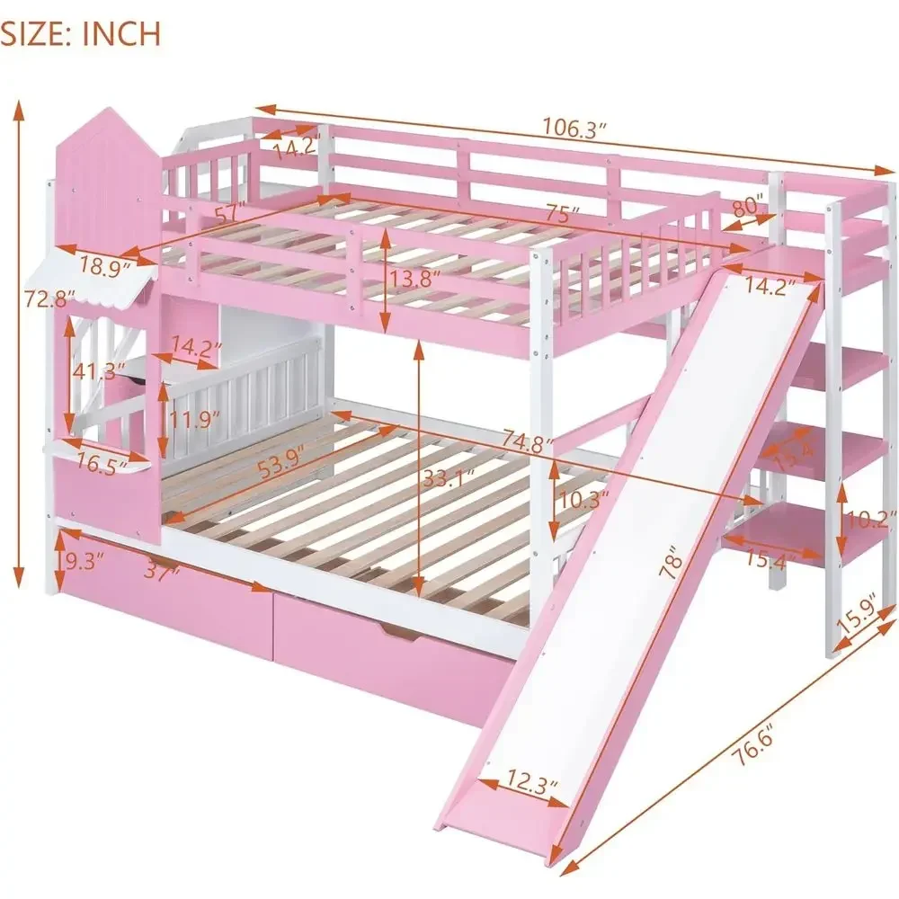 Kids Bunk Bed with Stairs, Sli - Bunk Bed With Stairs And Slide review and price