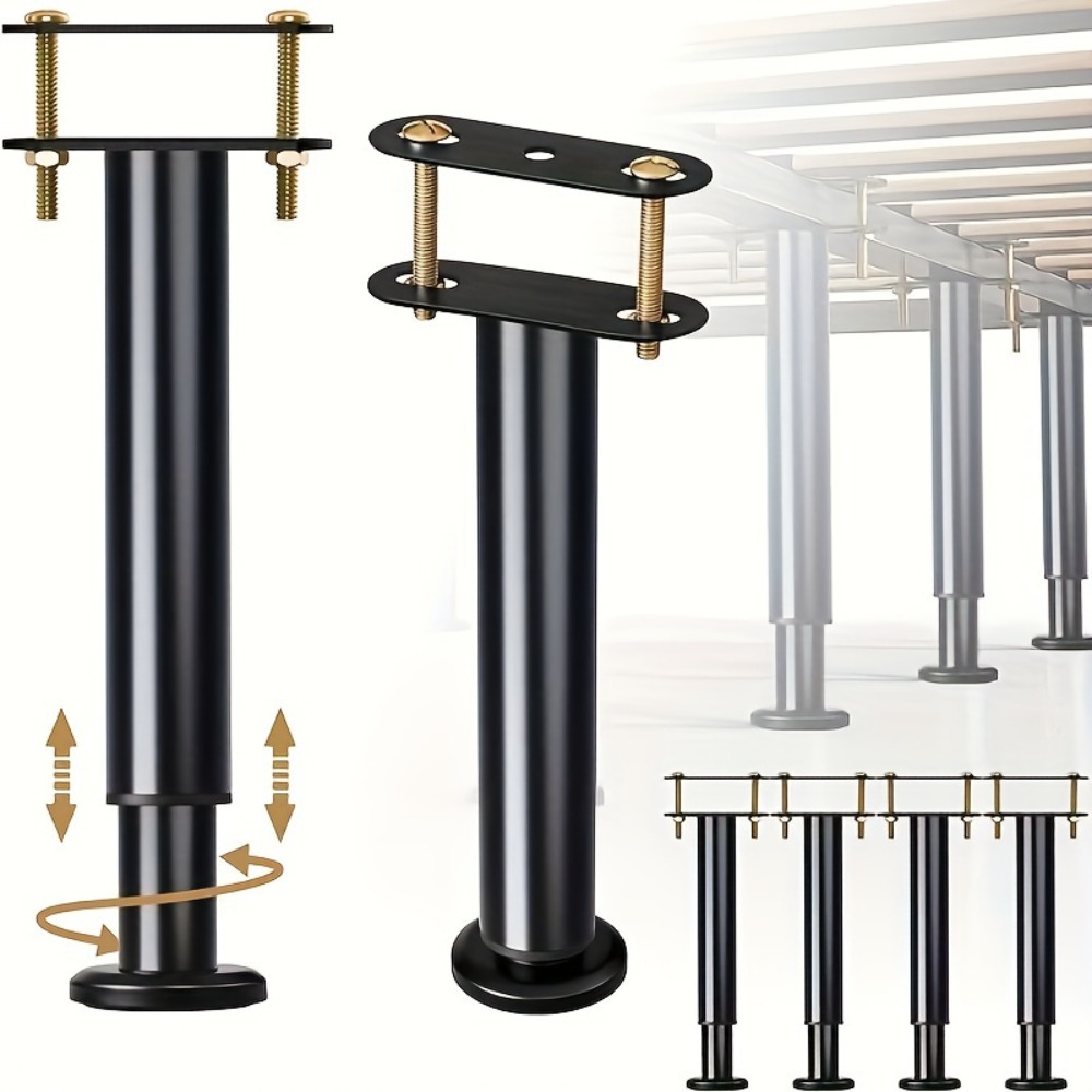 Adjustable Height: 4pcs Bed Fr - Canopy Bed Frame Metal Queen review and price