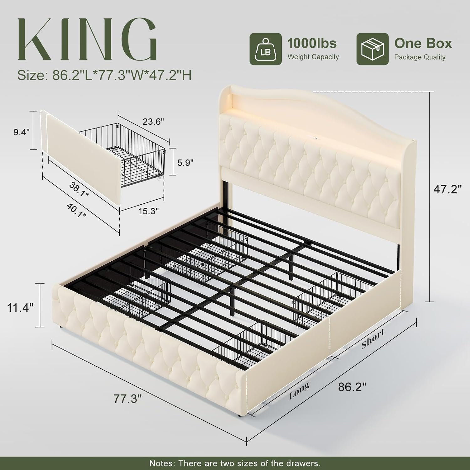 King Size Platform Bed Frame W - King Size Bed Frame With Storage Drawers review and price