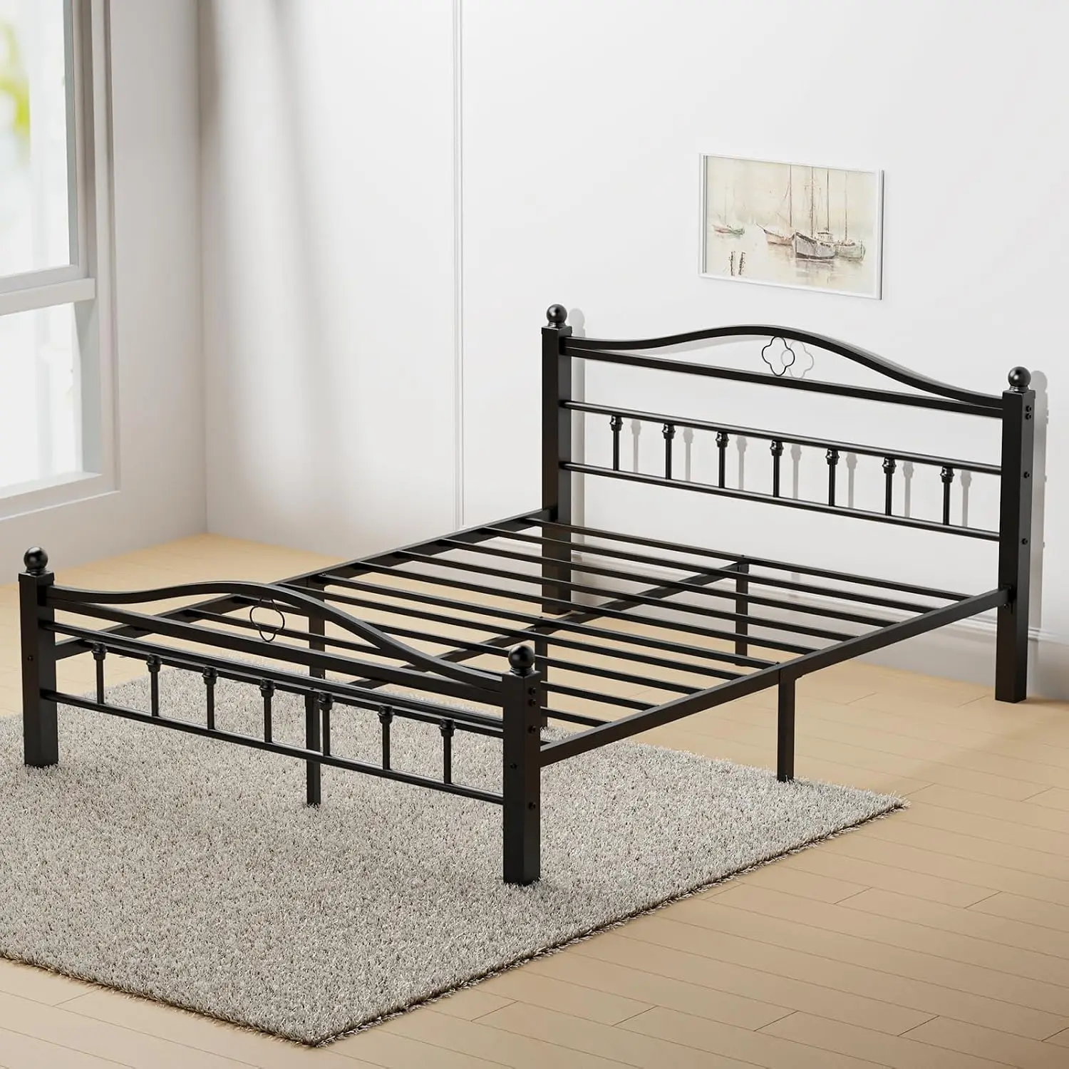 Queen Metal Bed Frame with Hea - Canopy Bed Frame Metal Queen review and price