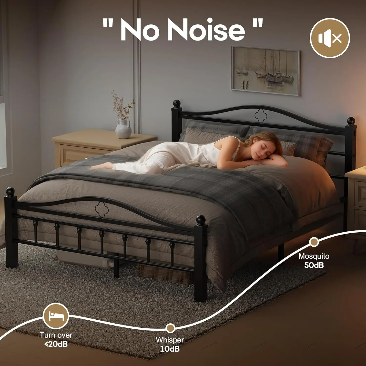 Queen Metal Bed Frame with Hea - Canopy Bed Frame Metal Queen review and price
