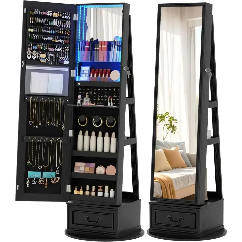 360° Swiveling Lockable Jewelr - Full Length Mirror Jewelry Armoire review and price
