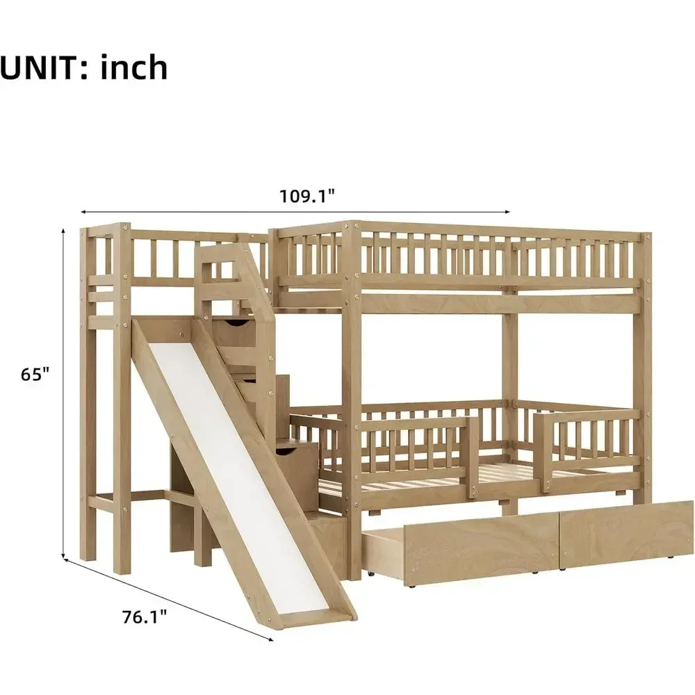 Twin Over Twin Wooden Bunk Bed - Bunk Bed With Stairs And Slide review and price
