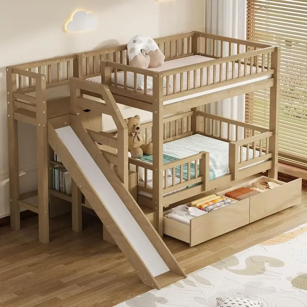 Twin Over Twin Wooden Bunk Bed - Bunk Bed With Stairs And Slide review and price