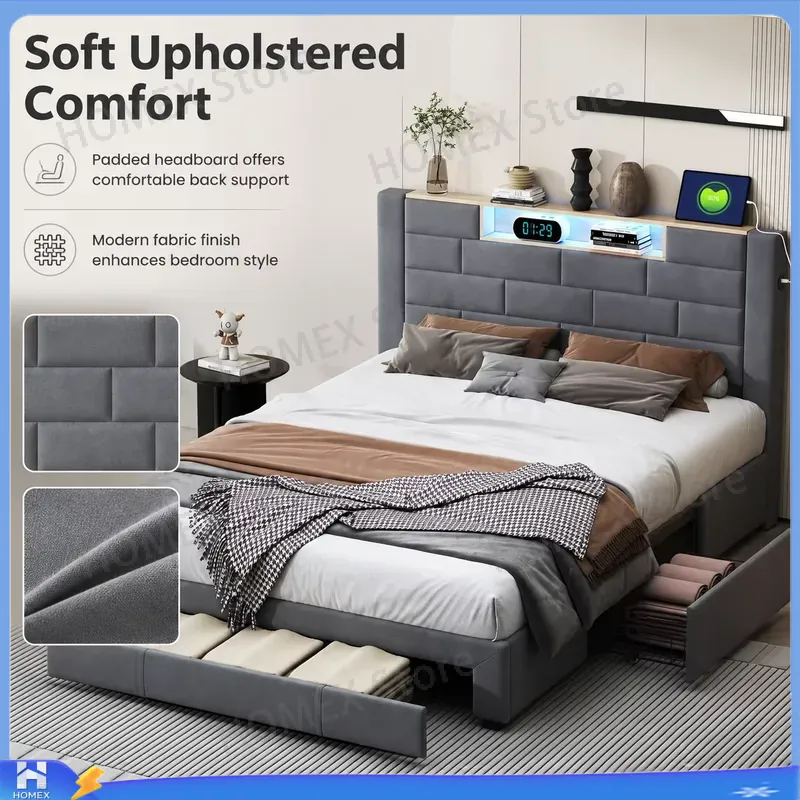 5FT Double Bed Frame with Stor - Gas Lift Storage Bed Hydraulic review and price