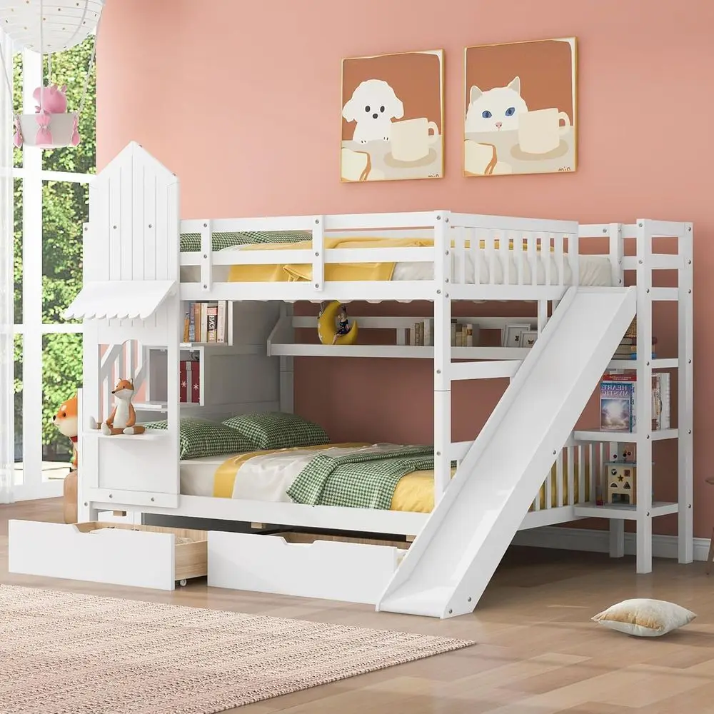 Twin Over Twin Bunk Bed With S - Bunk Bed With Stairs And Slide review and price