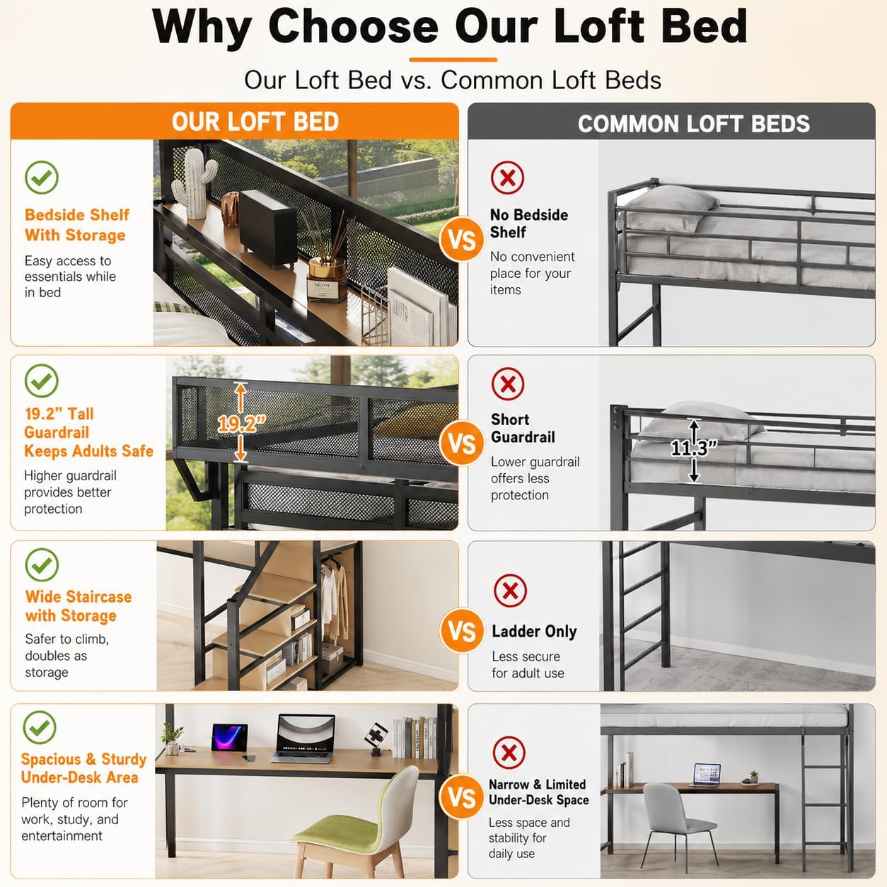 Mirightone Queen Loft Bed with - Canopy Bed Frame Metal Queen review and price