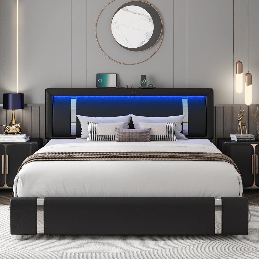 Queen Size Modern Upholstered  - Canopy Bed Frame Metal Queen review and price
