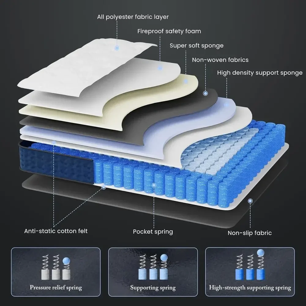 12 Inch Hybrid Mattress Queen  - Memory Foam Mattress In A Box Queen review and price